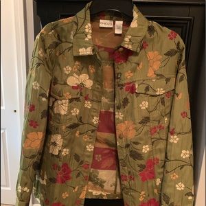 Chico’s foral green jacket. Used